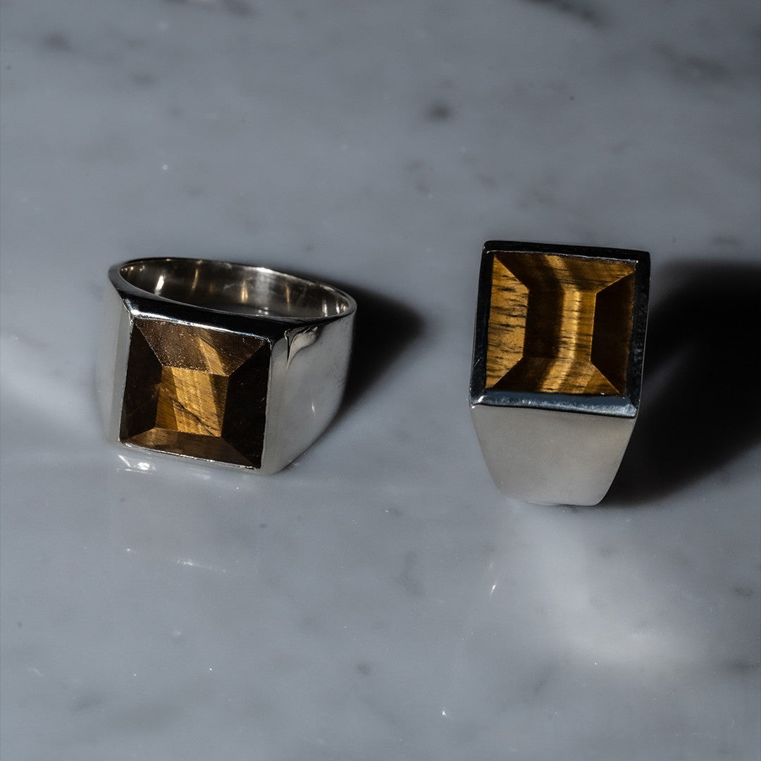 Tiger Eye square ring
