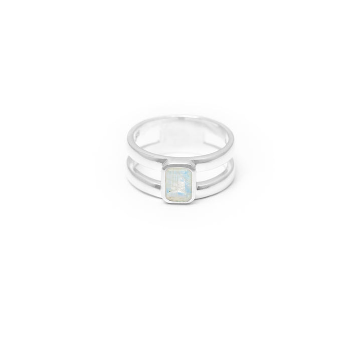 Rainbow Moonstone Rectangle ring