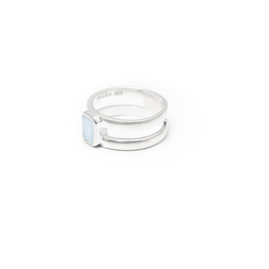 Rainbow Moonstone Rectangle ring