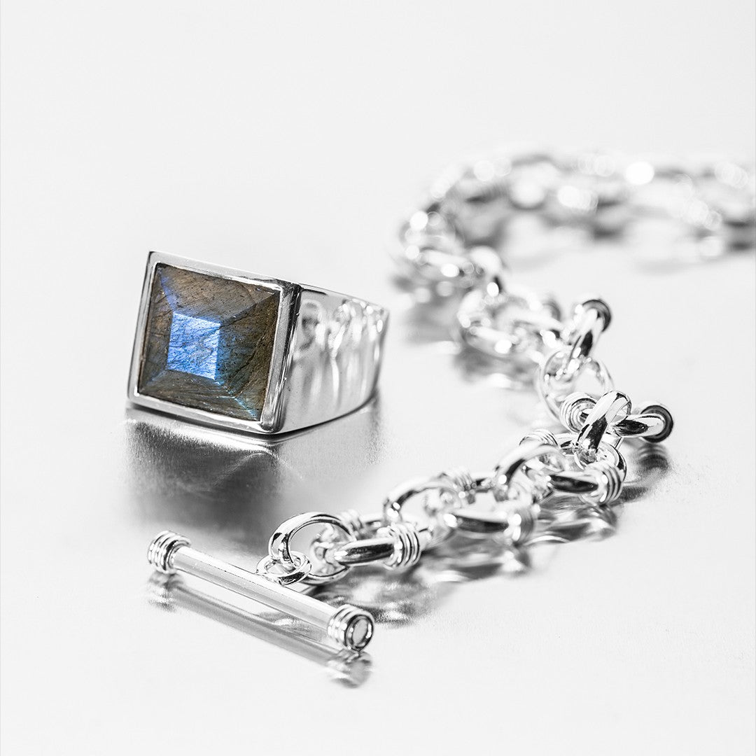 Labradorite square ring
