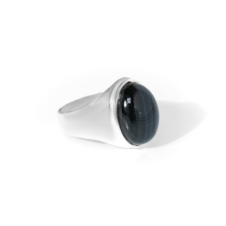 Blue Tiger Eye Oval Cabochon ring