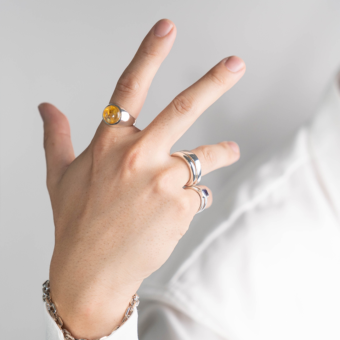 Citrine  Round Cabochon ring