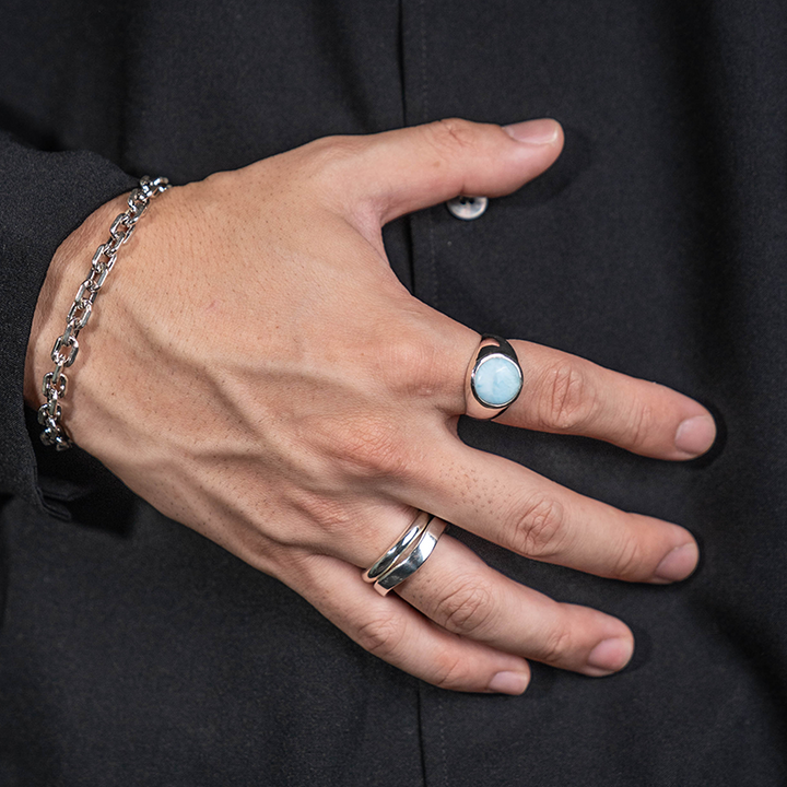 Larimar  Round Cabochon ring