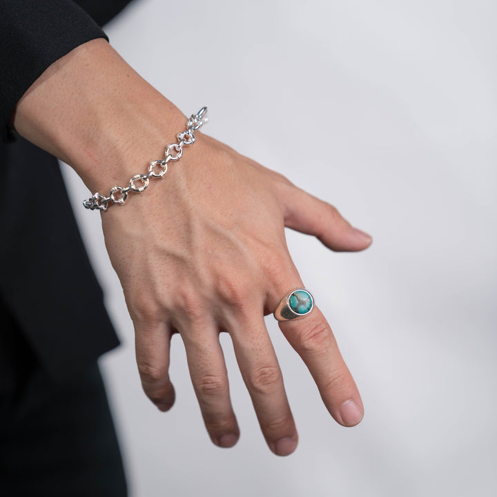 Tibetan Turquoise Round Cabochon Ring 16号-1601