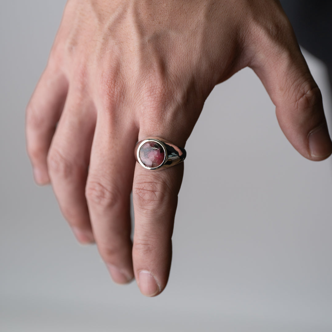 Rhodonite  Round Cabochon ring