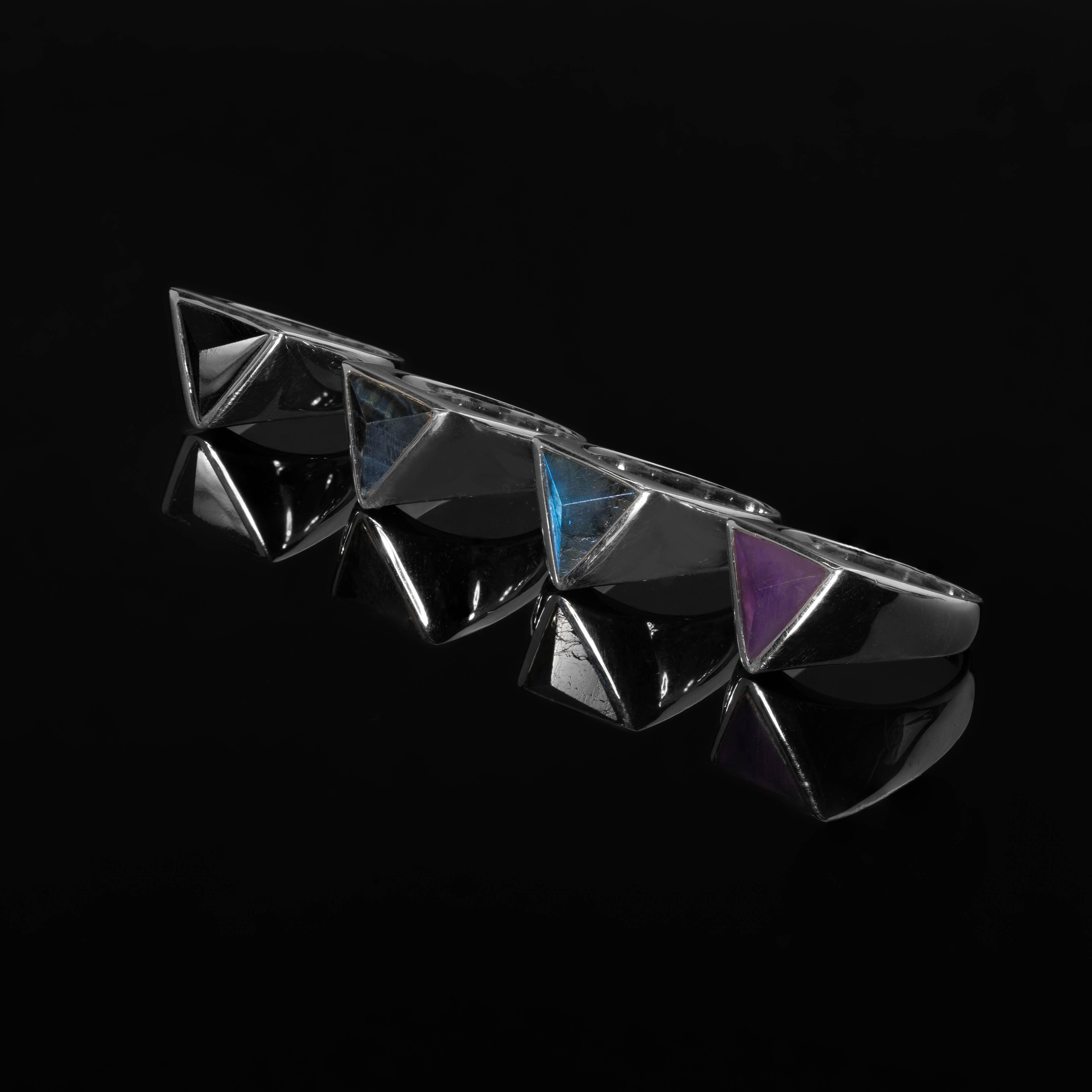 Blue Tiger Eye Triangle ring – HASH.