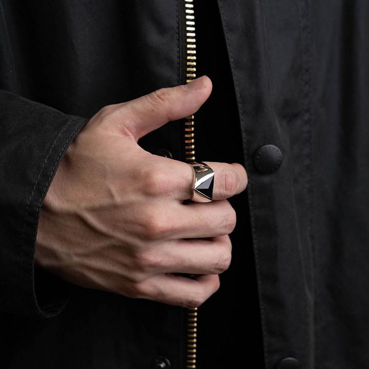 Black onyx Triangle ring