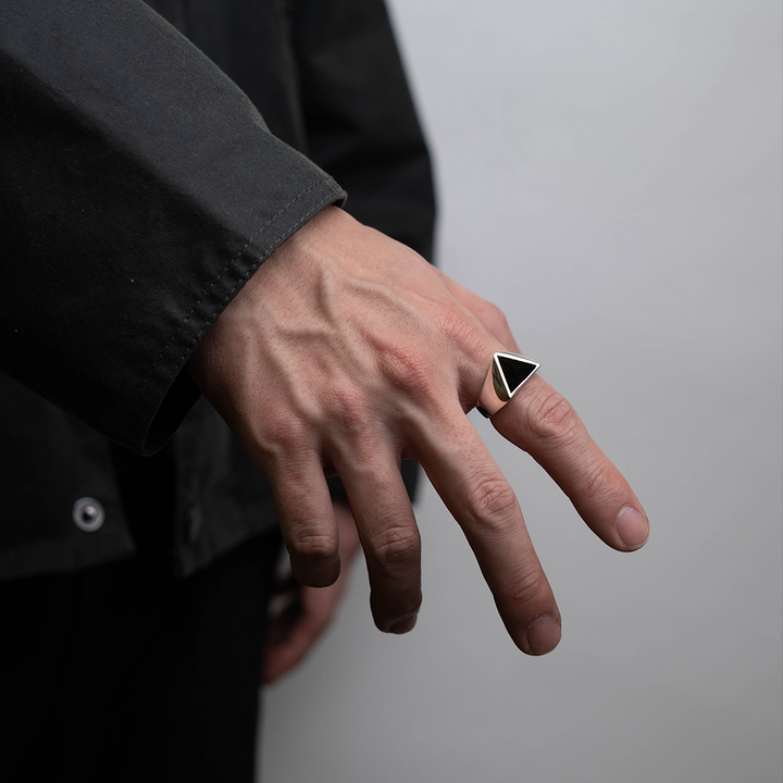 Black onyx Triangle ring