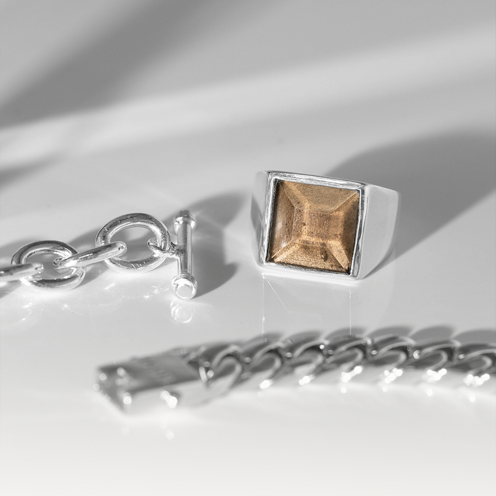 Smoky quartz square ring