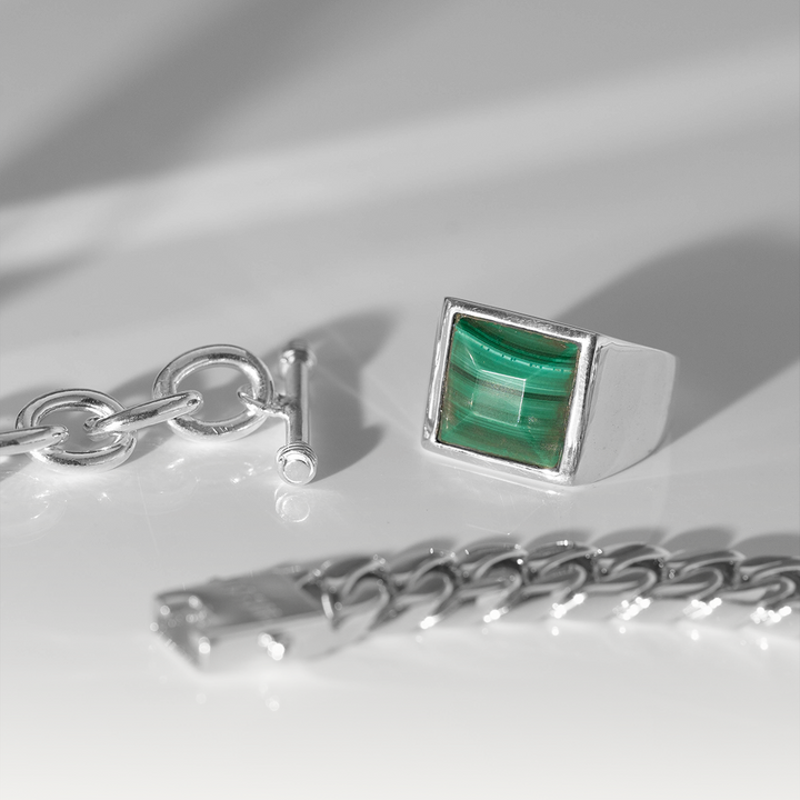 Malachite square ring