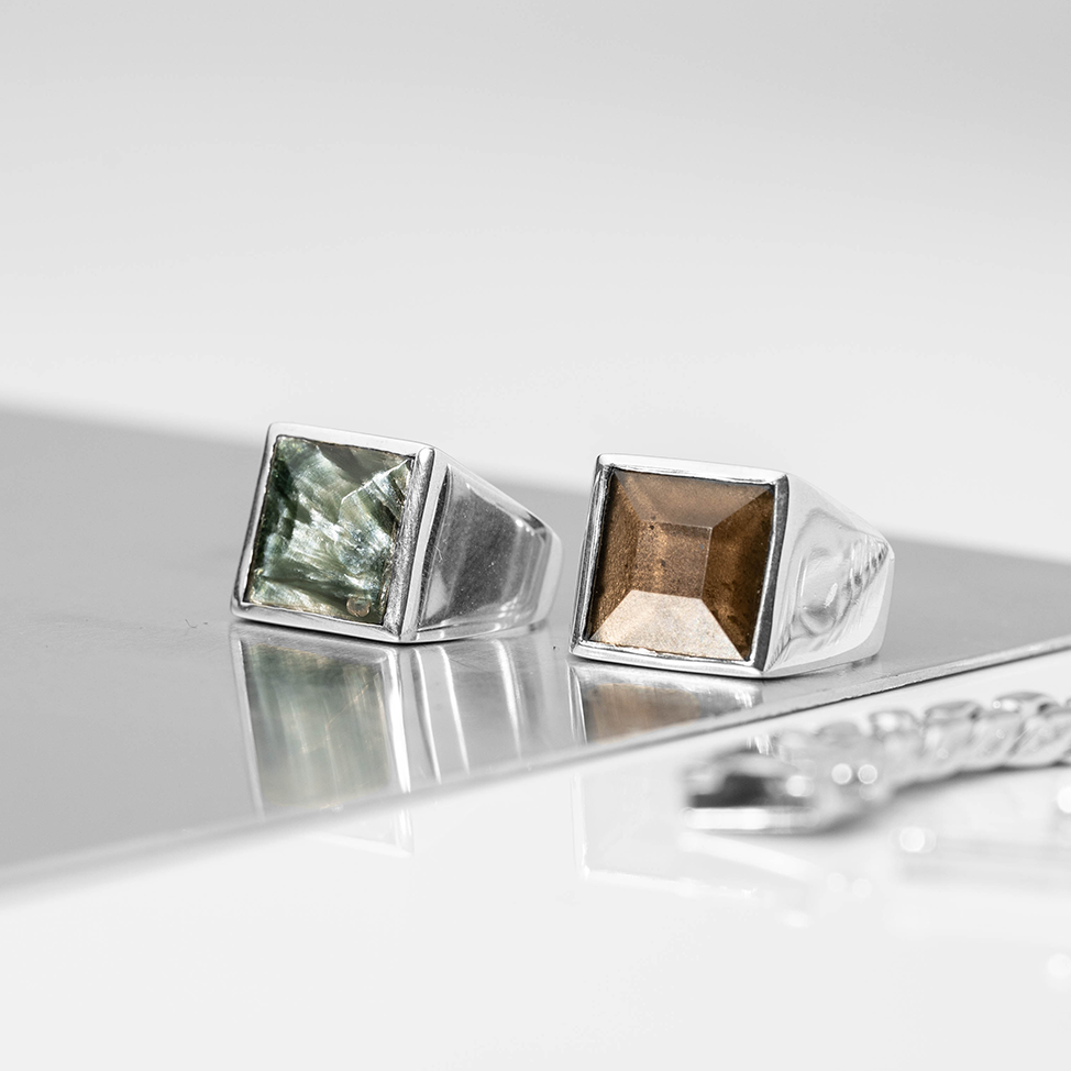 Smoky quartz square ring
