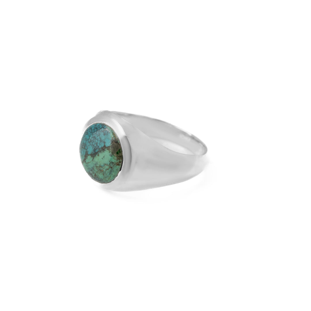 Tibetan Turquoise Round Cabochon Ring 24号-2402