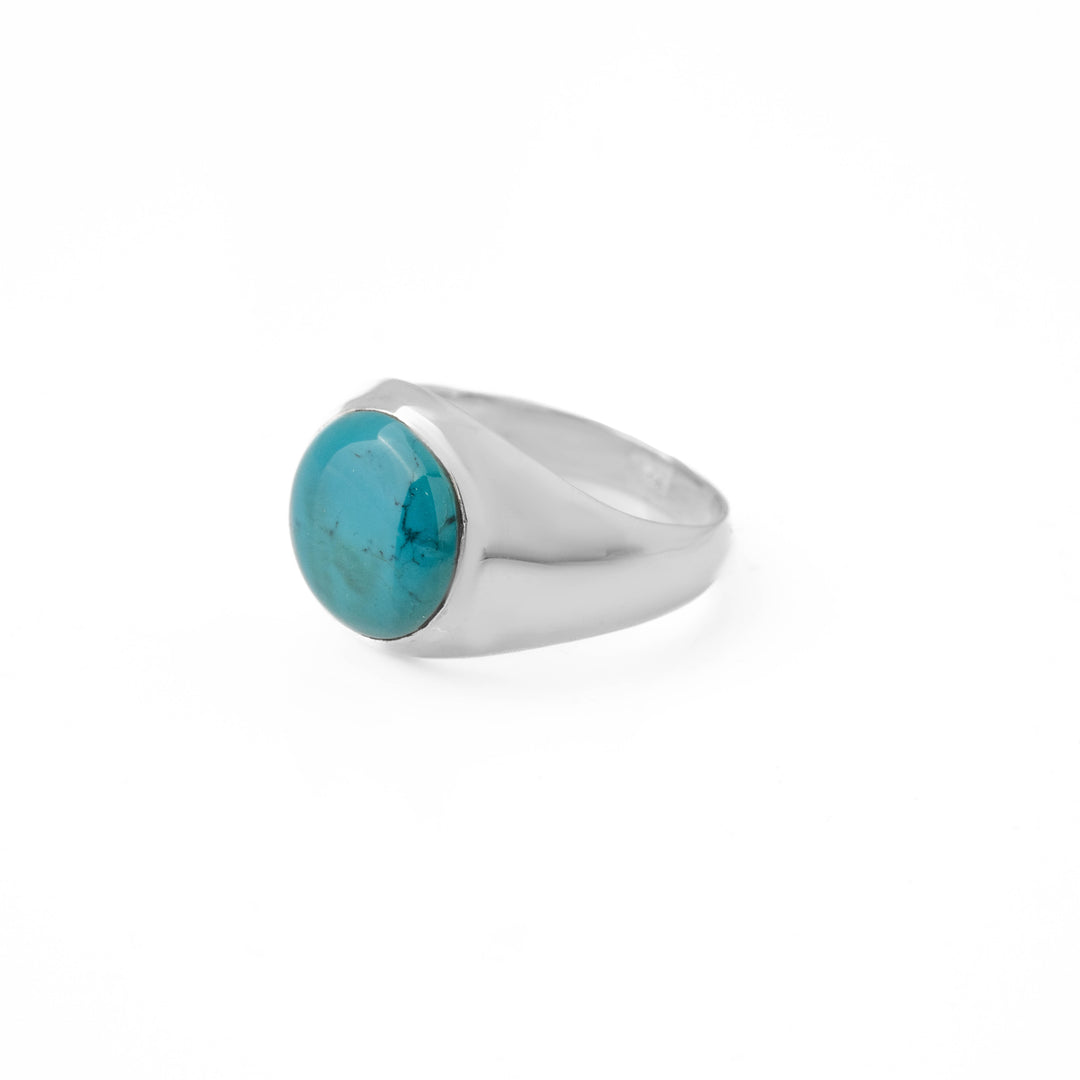 Tibetan Turquoise Round Cabochon Ring 22号-2201