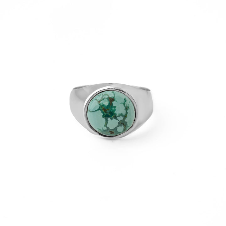 Tibetan Turquoise Round Cabochon Ring 20号-2002