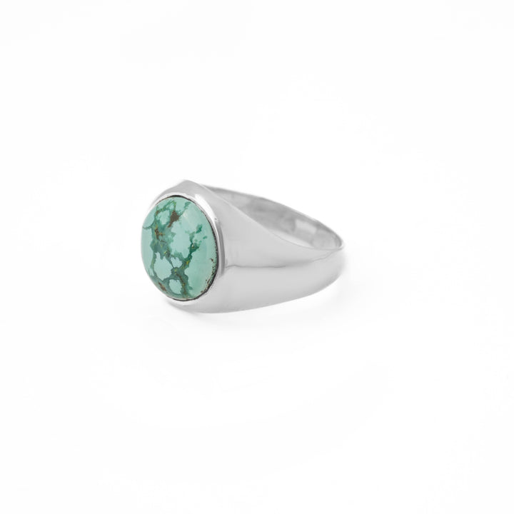 Tibetan Turquoise Round Cabochon Ring 20号-2002