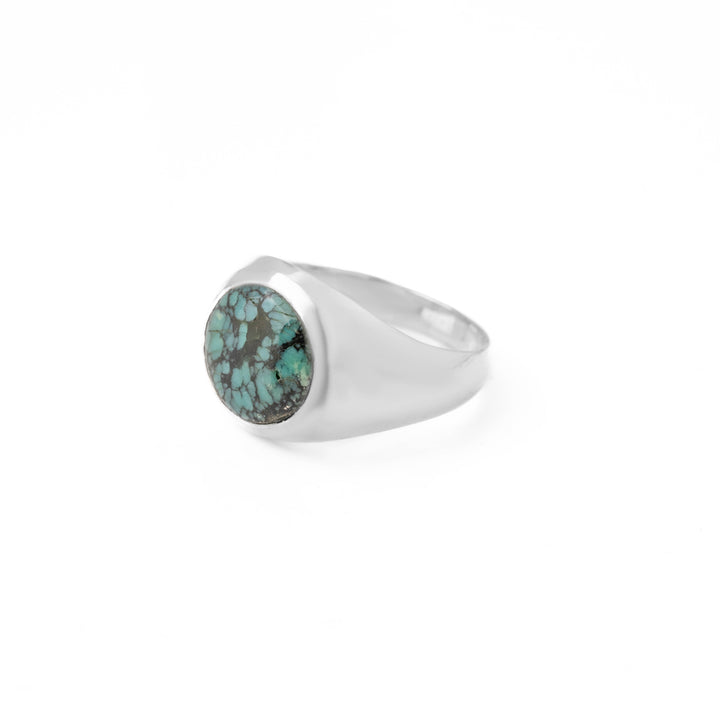 Tibetan Turquoise Round Cabochon Ring 22号-2203
