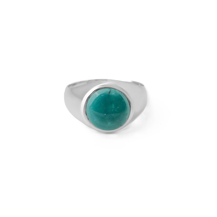 Tibetan Turquoise Round Cabochon Ring 24号-2401