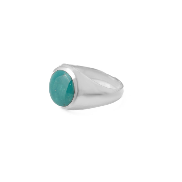 Tibetan Turquoise Round Cabochon Ring 24号-2401