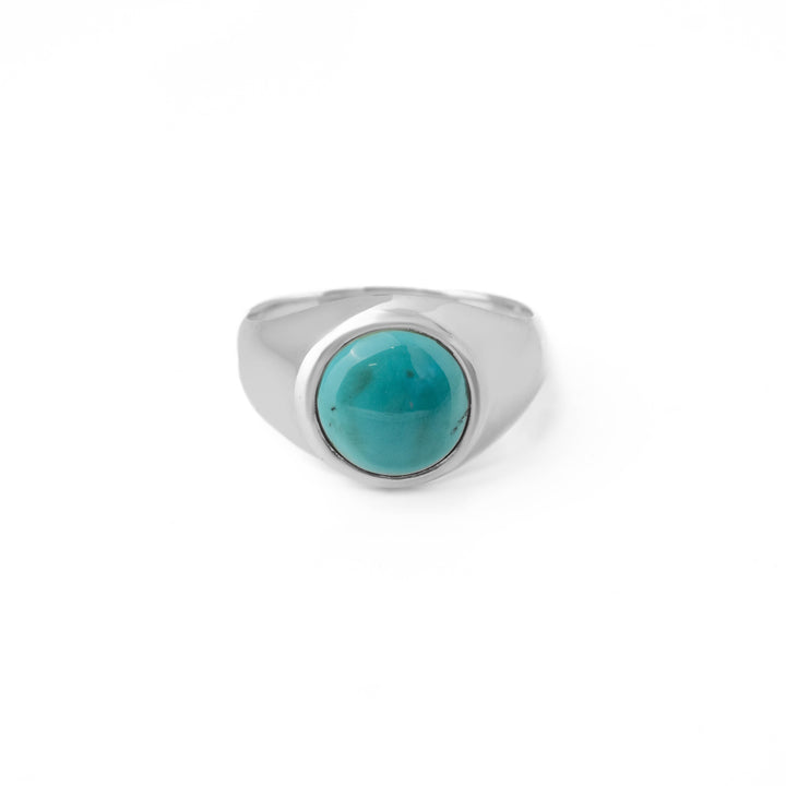Tibetan Turquoise Round Cabochon Ring 26号-2601
