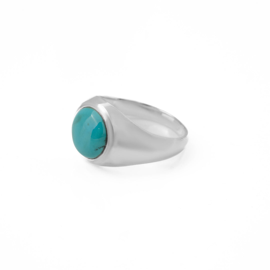 Tibetan Turquoise Round Cabochon Ring 26号-2601