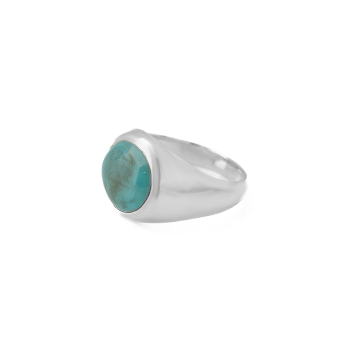 Tibetan Turquoise Round Cabochon Ring 20号-2001