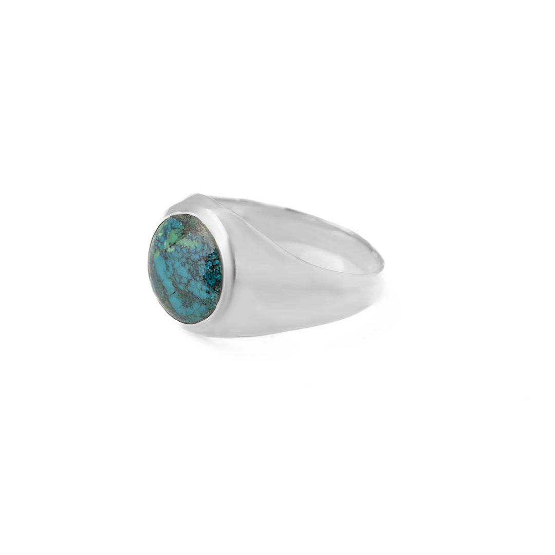Tibetan Turquoise Round Cabochon Ring 26号-2602