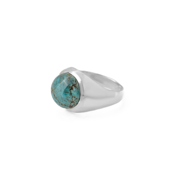 Tibetan Turquoise Round Cabochon Ring 15号-1501