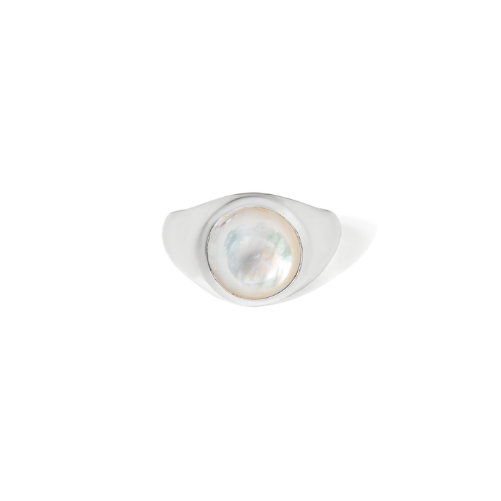 Mother of Pearl  Round Cabochon Ring