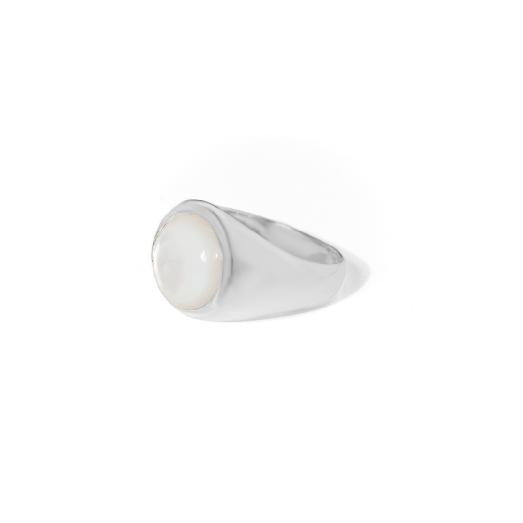 Mother of Pearl  Round Cabochon Ring