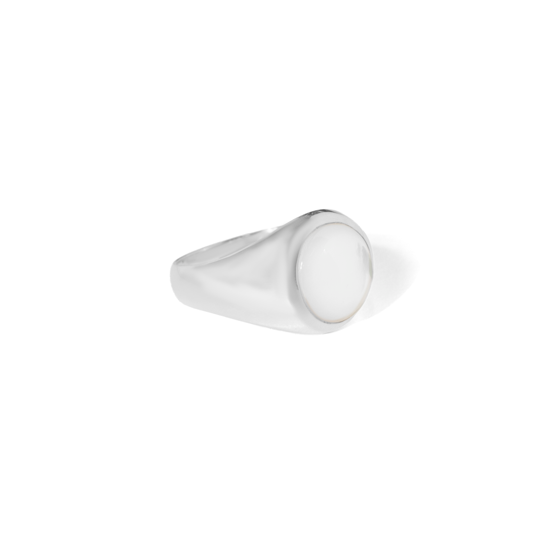 Mother of Pearl  Round Cabochon Ring