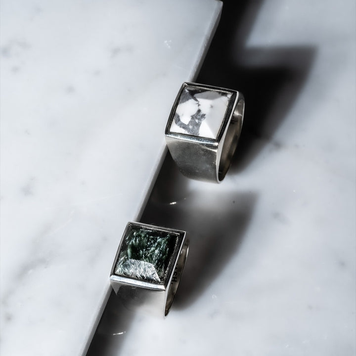 Howlite square ring