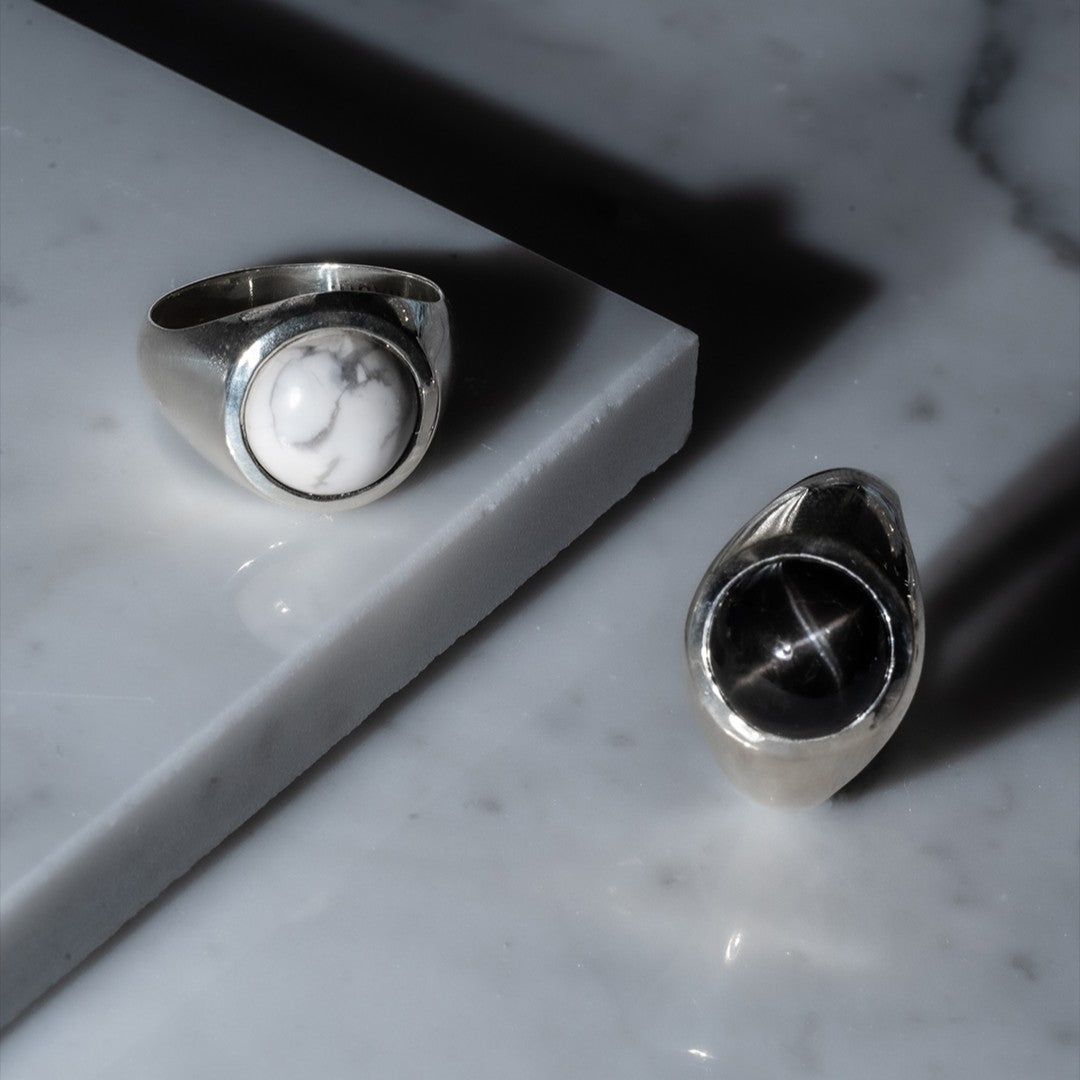 Howlite  Round Cabochon ring