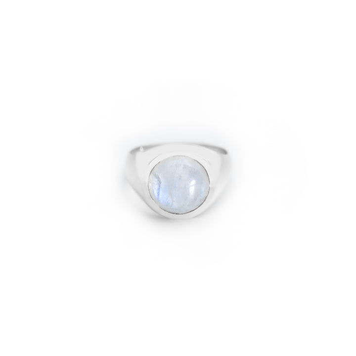 Rainbow Moonstone  Round Cabochon ring