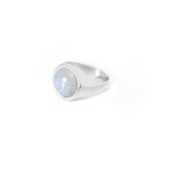 Rainbow Moonstone  Round Cabochon ring