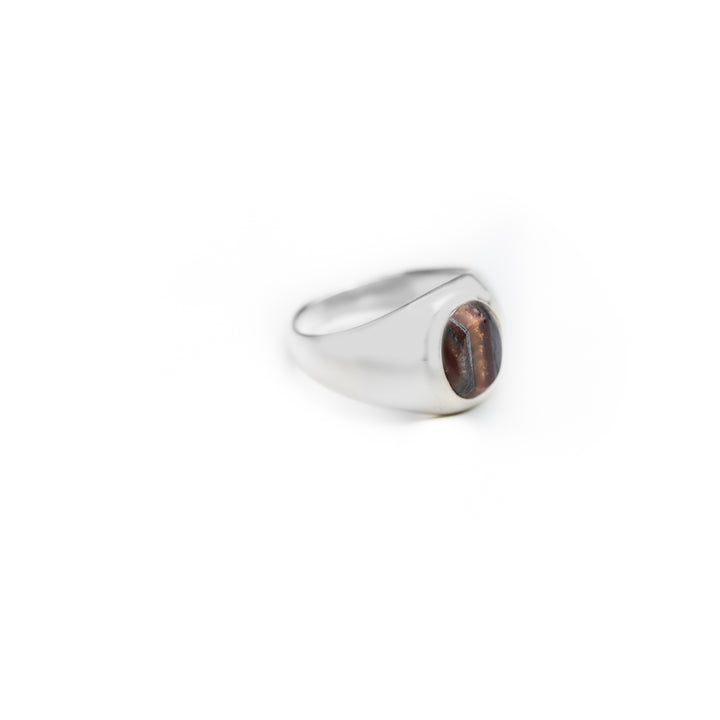 Iron tigereye oval cut ring