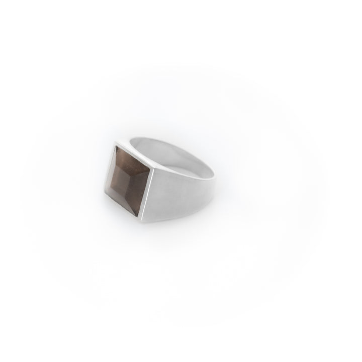 Smoky quartz square ring