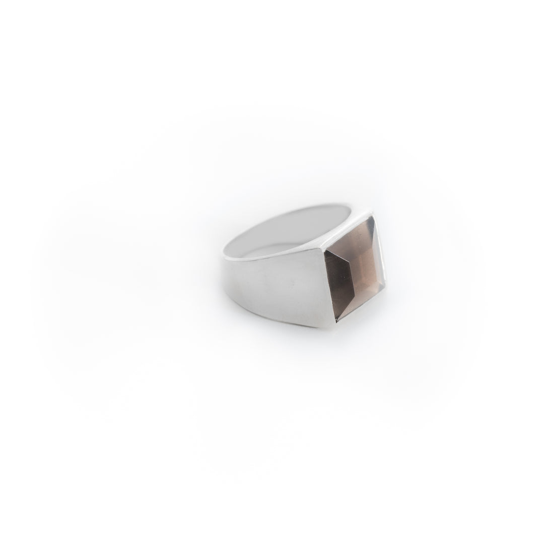 Smoky quartz square ring