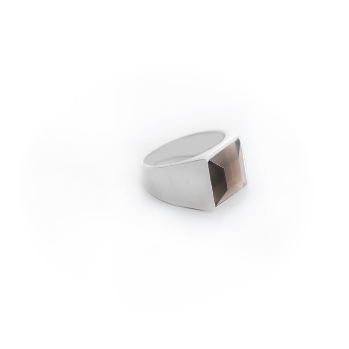 Smoky quartz square ring