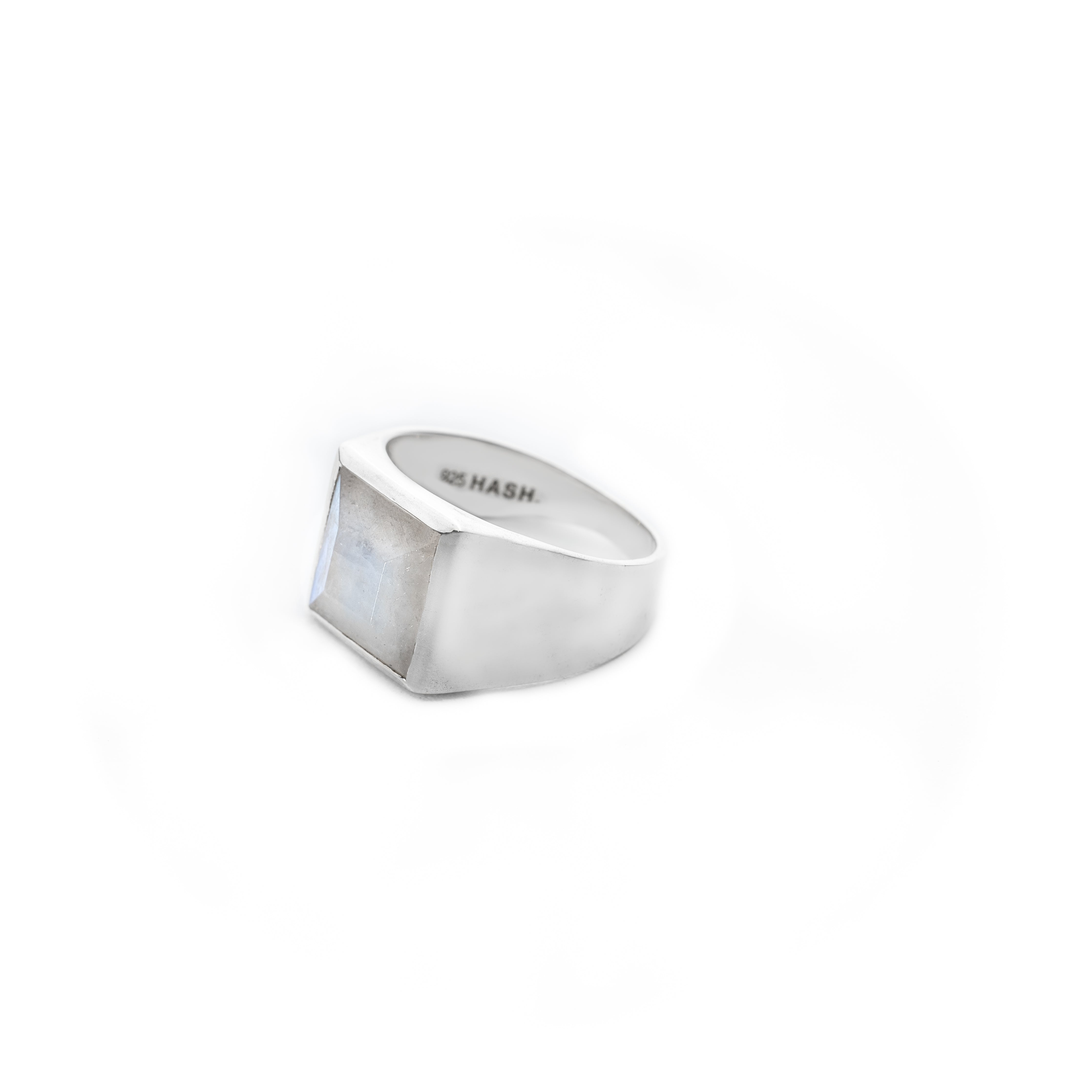 Rainbow Moonstone square ring – HASH.