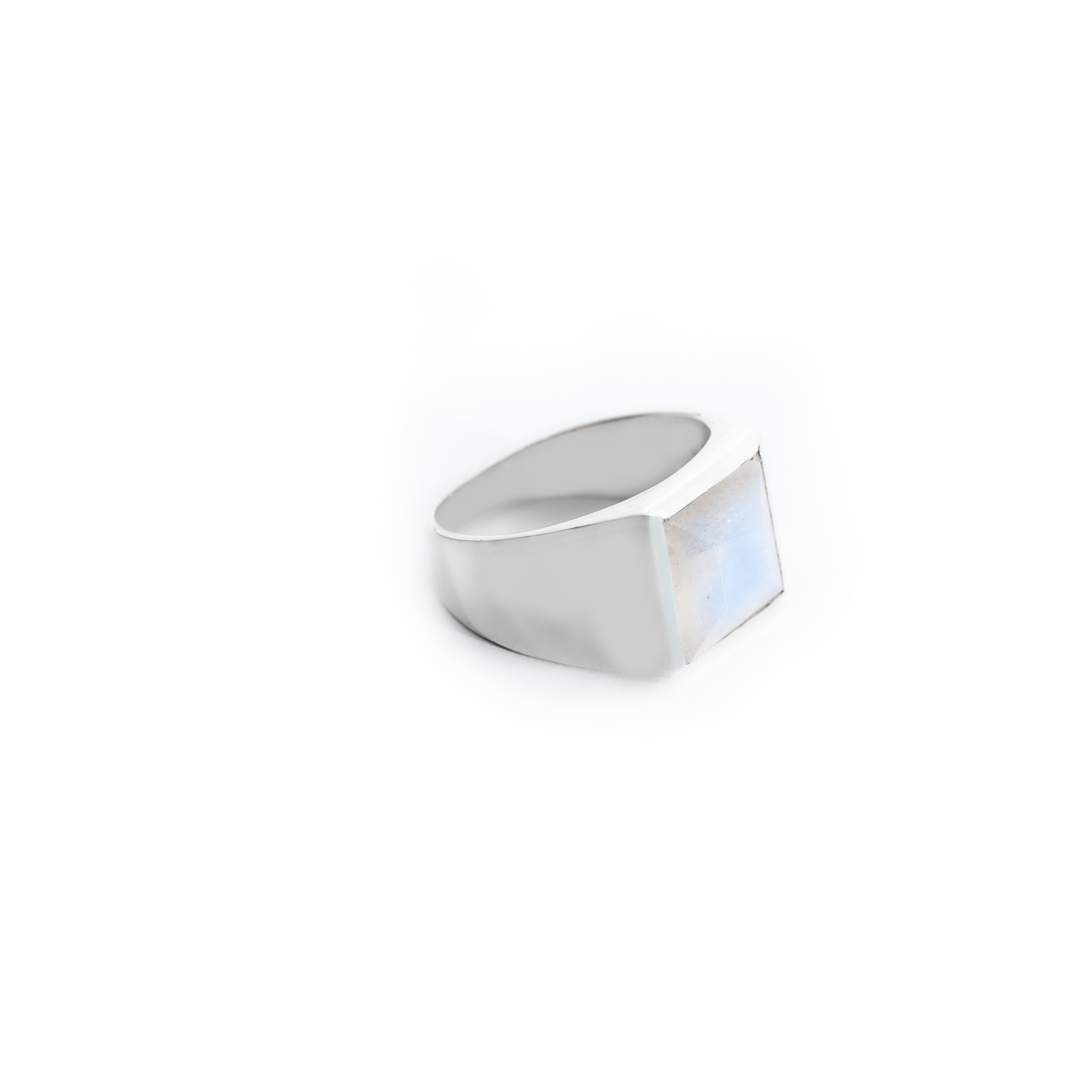 Rainbow Moonstone square ring – HASH.