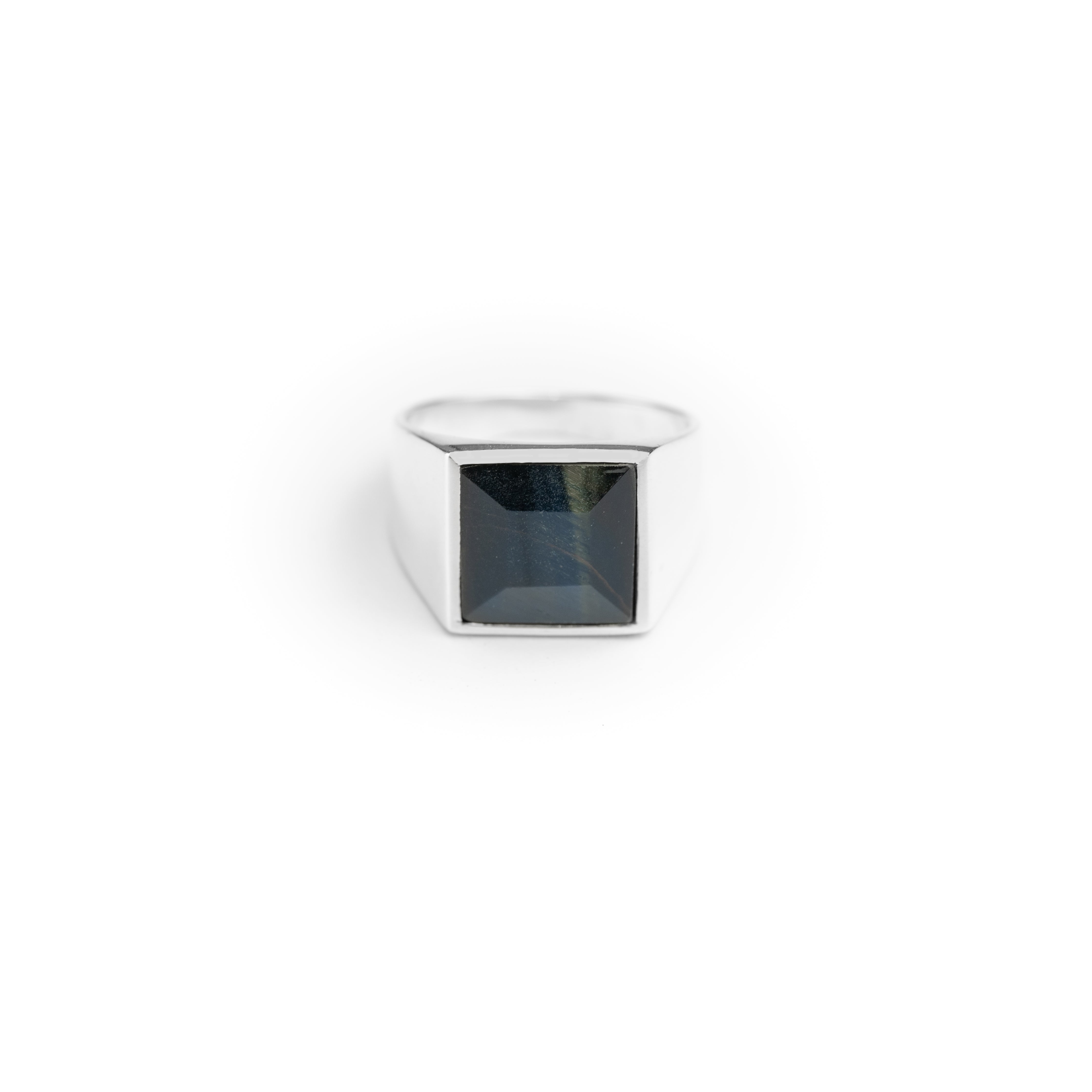 Blue Tiger Eye square ring – HASH.