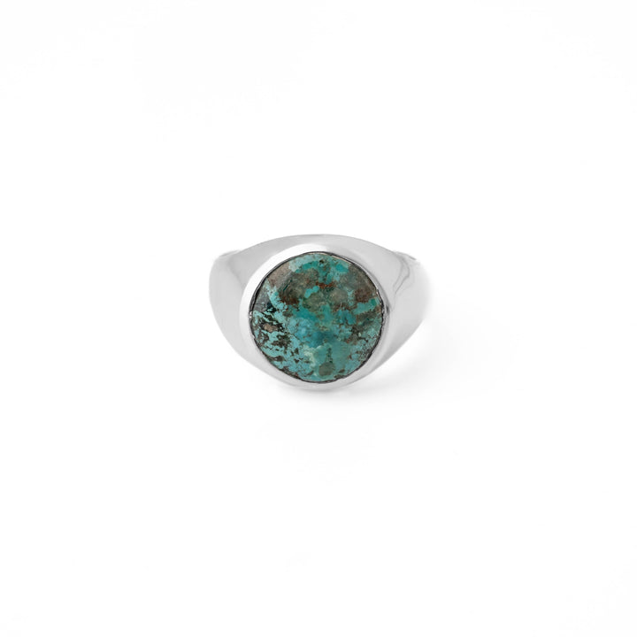 Tibetan Turquoise Round Cabochon Ring 16号-1601