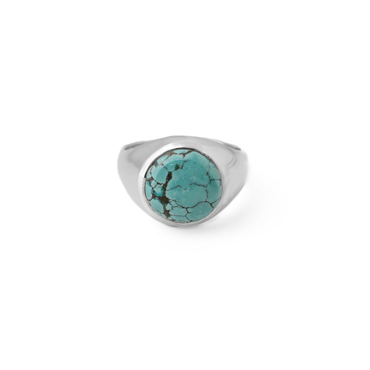 Tibetan Turquoise Round Cabochon Ring 17号-1701