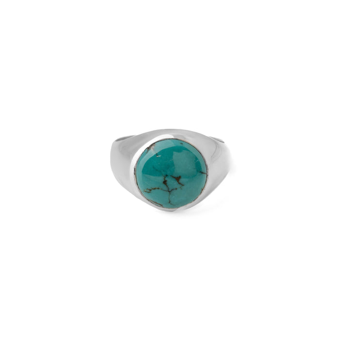 Tibetan Turquoise Round Cabochon Ring 18号-1802