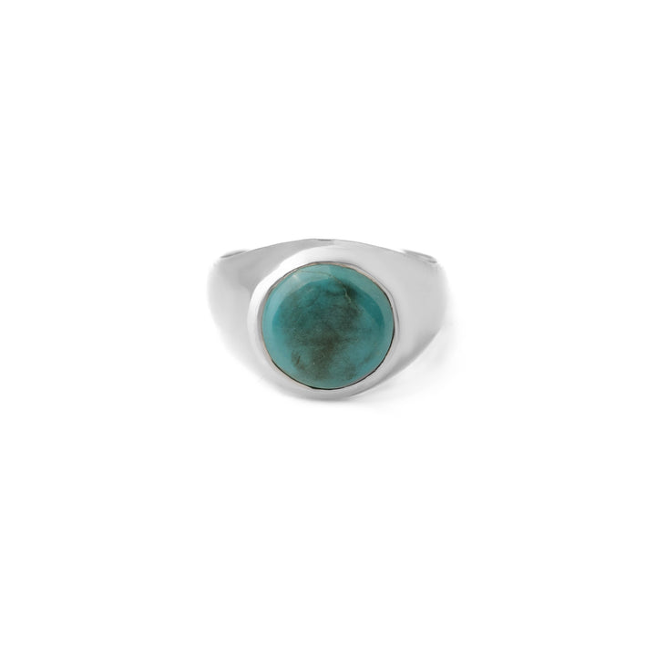 Tibetan Turquoise Round Cabochon Ring 20号-2001