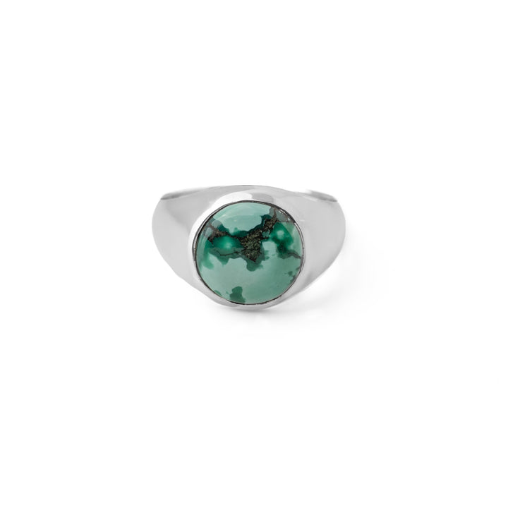 Tibetan Turquoise Round Cabochon Ring 22号-2202
