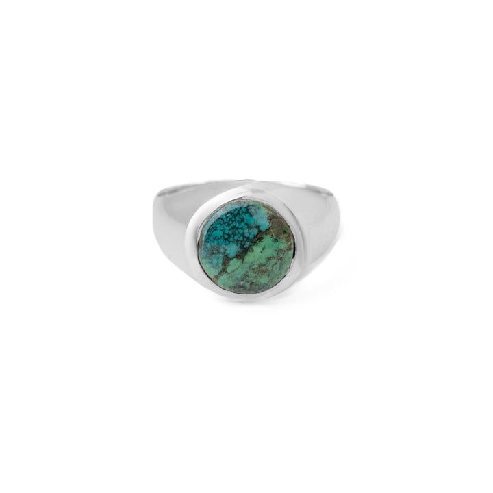 Tibetan Turquoise Round Cabochon Ring 24号-2402