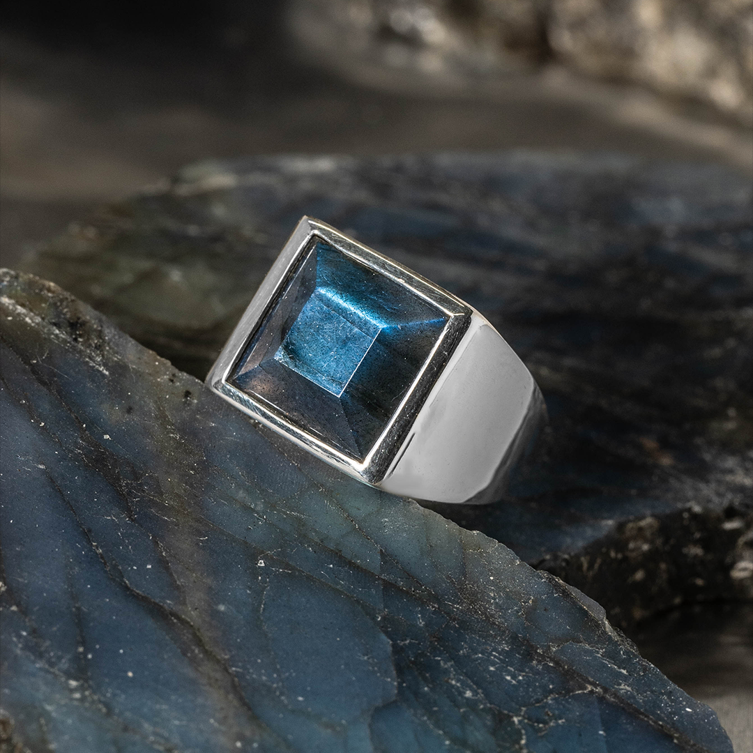 HASH Labradorite square ring 17号 シルバーリング HASH Labradorite square ring 17号 シルバーリング Labradorite