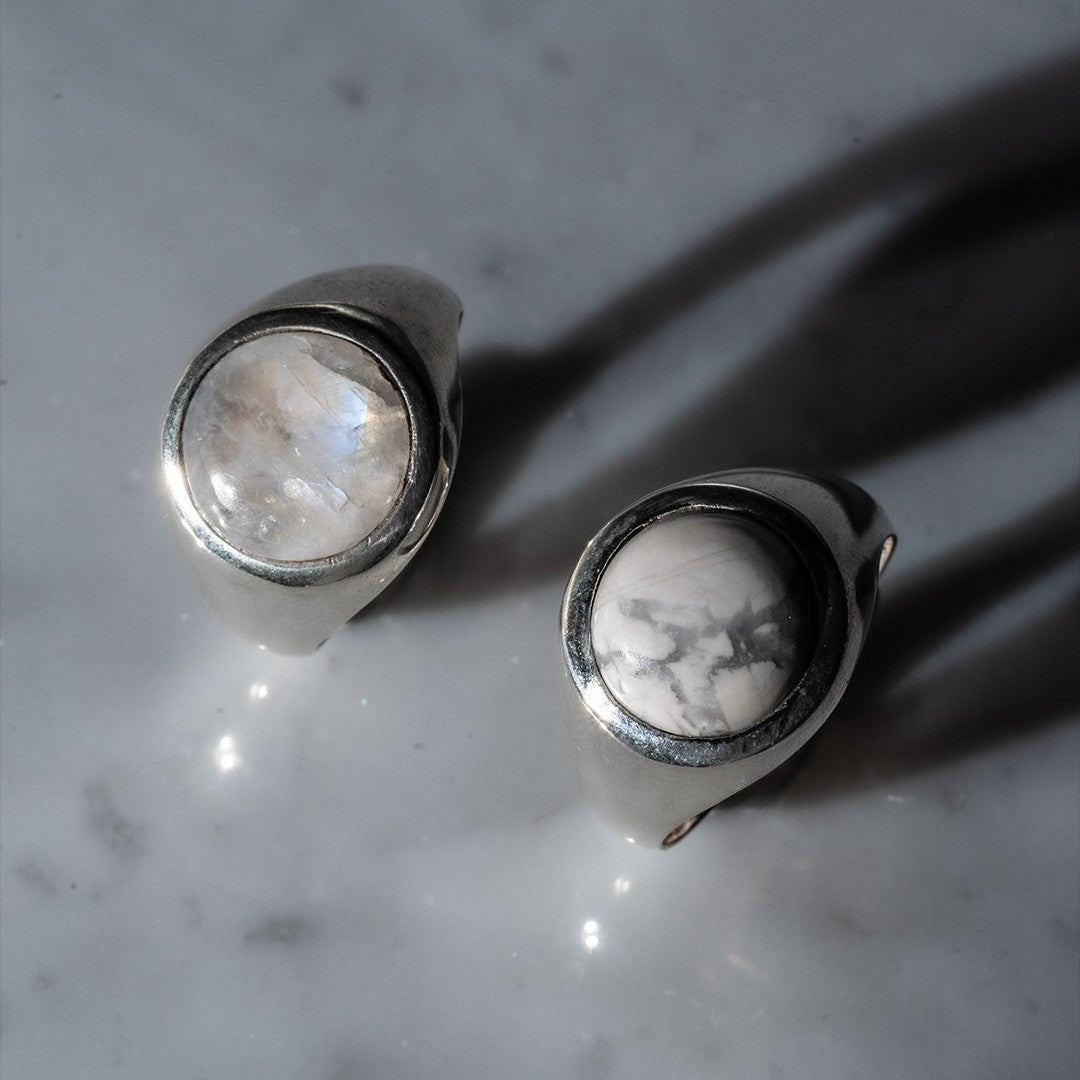 Howlite  Round Cabochon ring