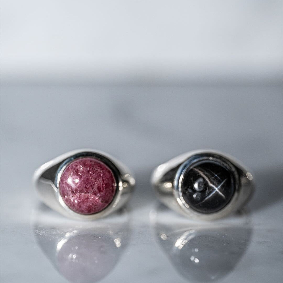 Rhodonite  Round Cabochon ring